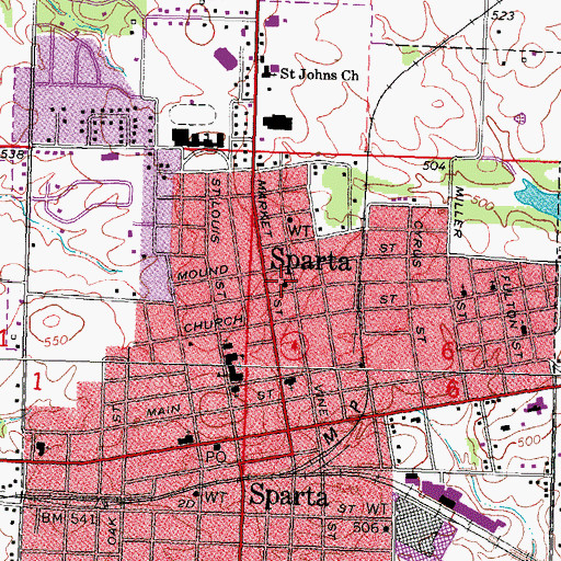 Topographic Map of Sparta Reformed Presbyterian Church, IL