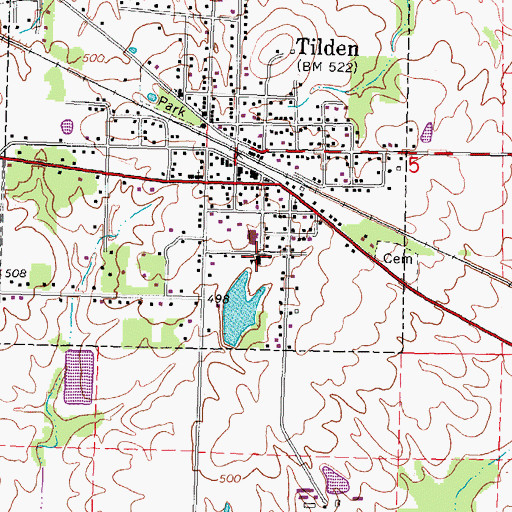 Topographic Map of Tilden Attendence Center, IL