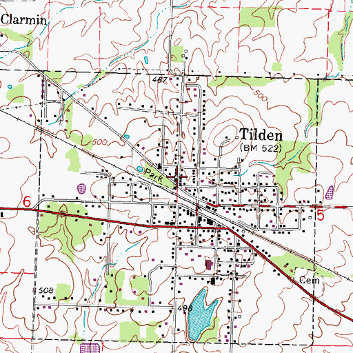 Topographic Map of Tilden Church of the Nazarene, IL