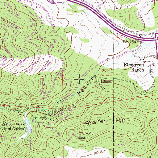 Topographic Map of Beaver Brook Canyon, CO