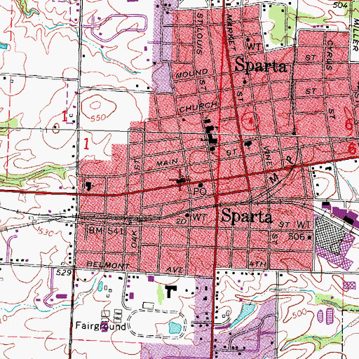 Topographic Map of Trinity United Presbyterian Church, IL