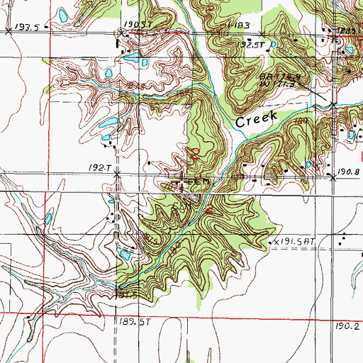 Topographic Map of Brush Creek Cemetery, IL