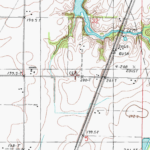 Topographic Map of Neoga Railroad Crossing Cemetery, IL