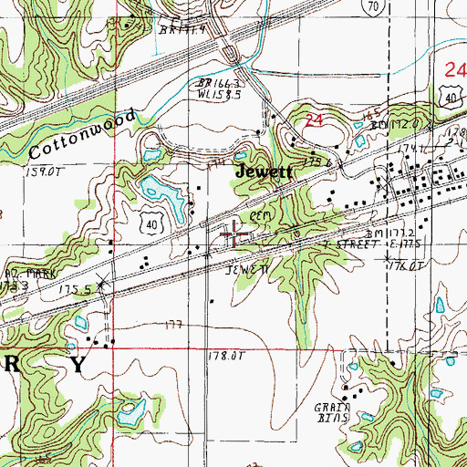 Topographic Map of Jewett Cemetery, IL