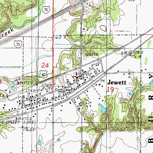Topographic Map of Jewett Community Church, IL