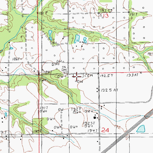 Topographic Map of Long Point Cemetery, IL