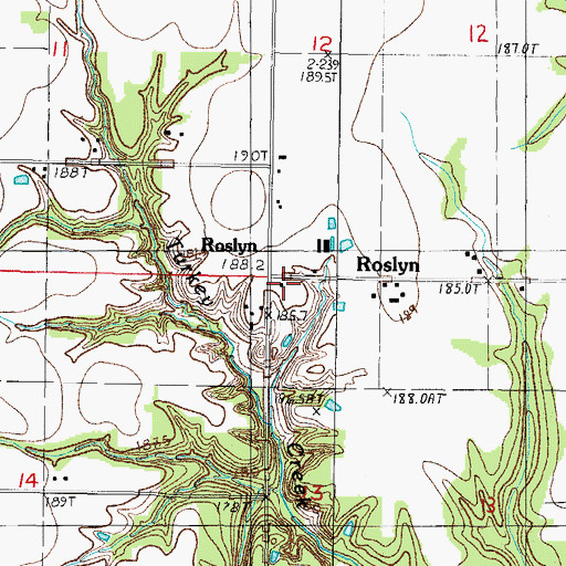 Topographic Map of Roslyn United Methodist Church (historical), IL