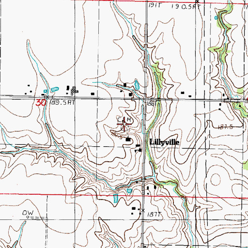 Topographic Map of Lillyville Cemetery, IL