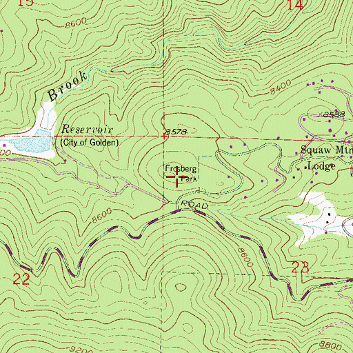 Topographic Map of Frosberg Park, CO