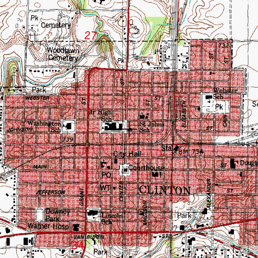 Topographic Map of Presbyterian Church of Clinton, IL