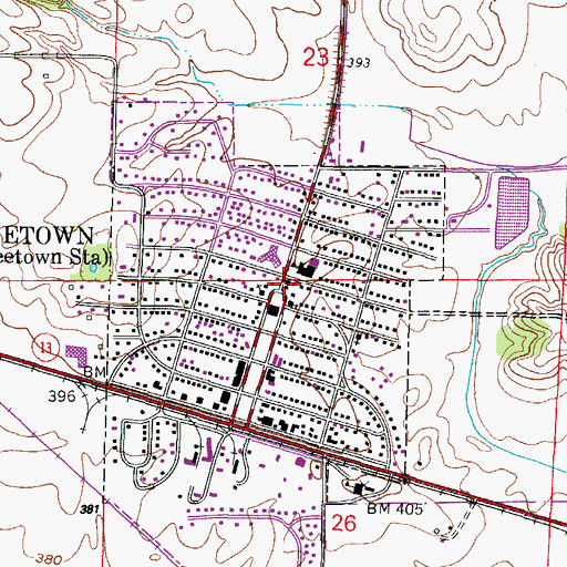 Topographic Map of First Baptist Church, IL
