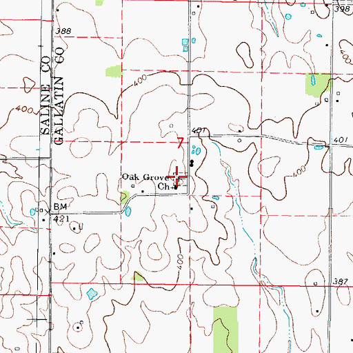 Topographic Map of Oak Grove Church Cemetery, IL