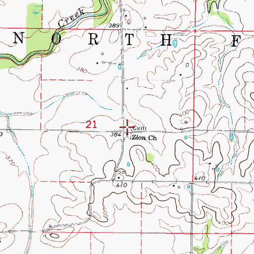 Topographic Map of Zion Cemetery, IL
