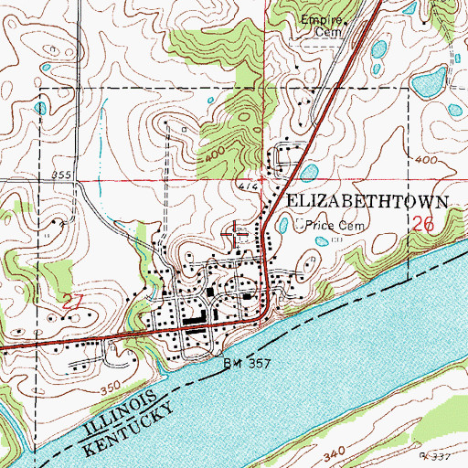 Topographic Map of Elizabethtown Cemetery, IL