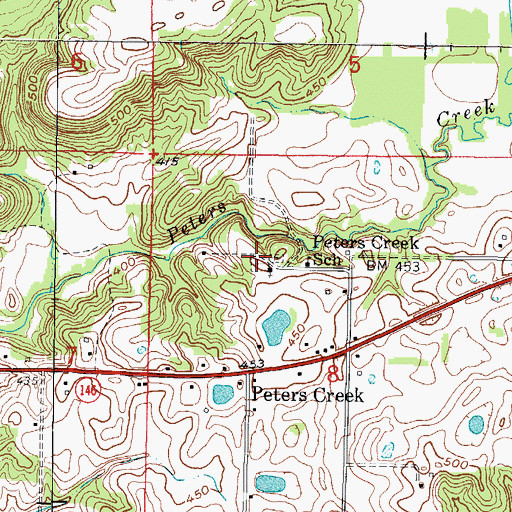 Topographic Map of Peters Creek Cemetery, IL