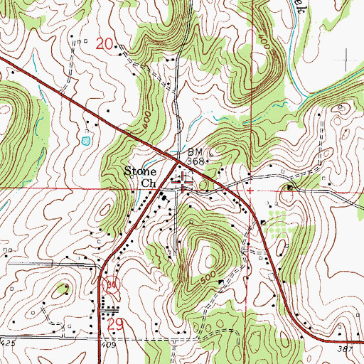 Topographic Map of Stone Church Cemetery, IL
