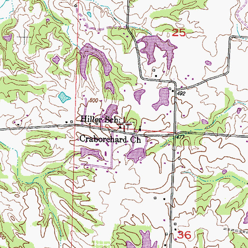 Topographic Map of Hiller-Crab Orchard Cemetery, IL