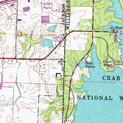 Topographic Map of North County Line Cemetery, IL