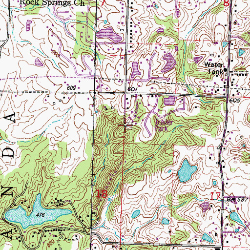Topographic Map of Stearns Cemetery, IL