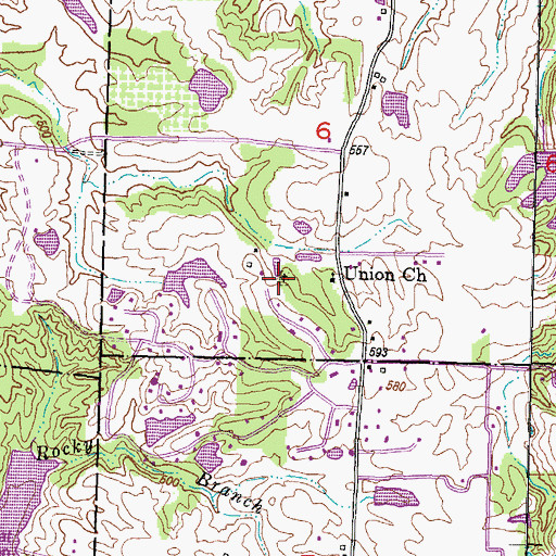 Topographic Map of Union Hills Cemetery, IL