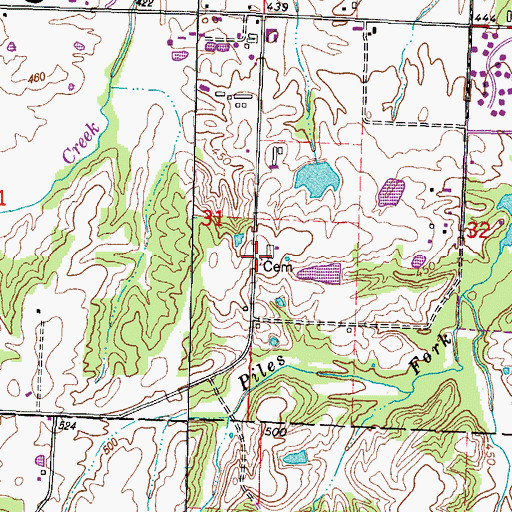 Topographic Map of Winchester Cemetery, IL