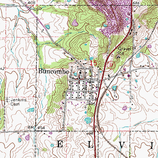 Topographic Map of Buncombe Methodist Church (historical), IL