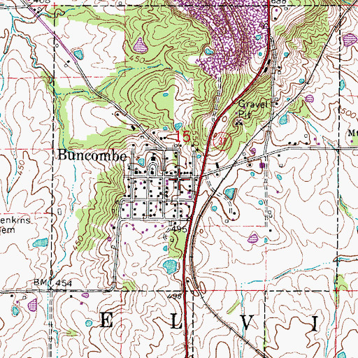 Topographic Map of Buncombe Post Office, IL