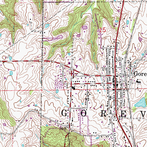 Topographic Map of First Baptist Church of Goreville, IL