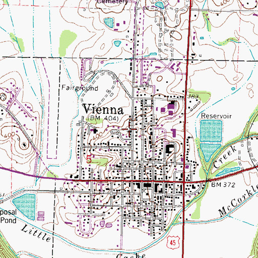 Topographic Map of First Christian Church, IL