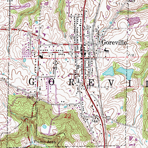 Topographic Map of Goreville Apostolic Church, IL