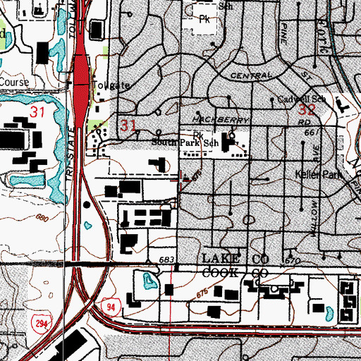 Topographic Map of Congregational Church of Deerfield, IL