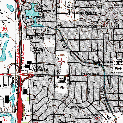 Topographic Map of James C Mitchell Park, IL