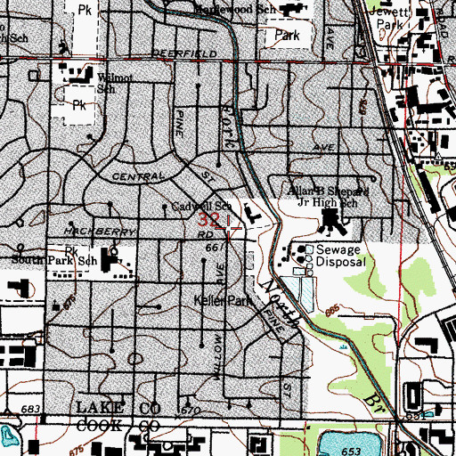 Topographic Map of Pine Street Park, IL
