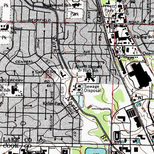Topographic Map of Shepard Park, IL