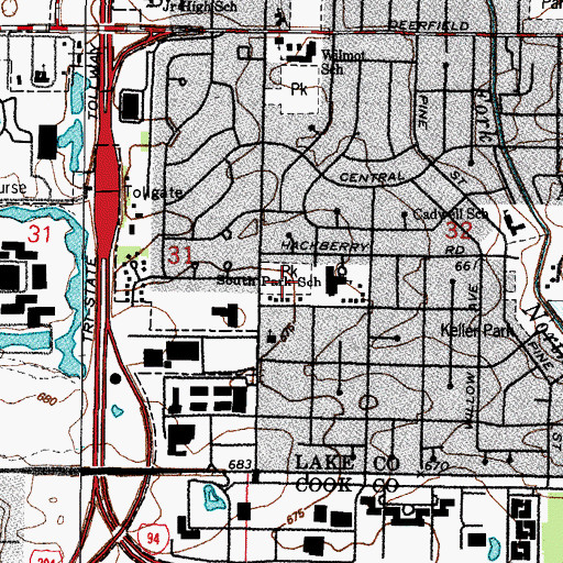 Topographic Map of South Park, IL