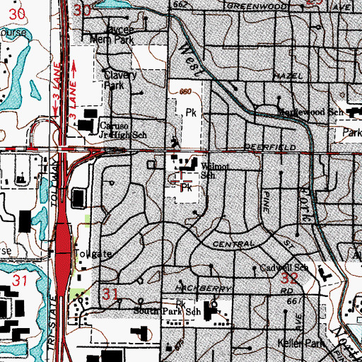 Topographic Map of Wilmot Park, IL