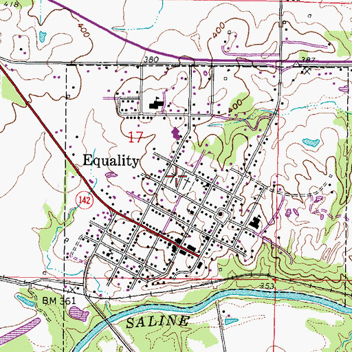 Topographic Map of Equality Village Cemetery, IL
