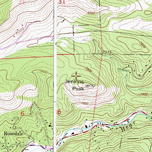 Topographic Map of Jenkins Peak, CO