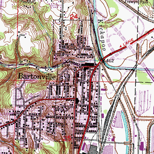 Topographic Map of Bartonville Post Office, IL