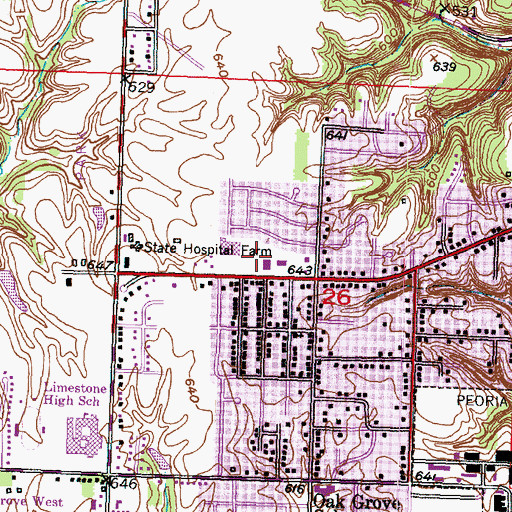 Topographic Map of Bartonville Shopping Center, IL