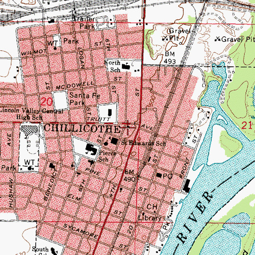 Topographic Map of Chillicothe Assembly of God Church, IL