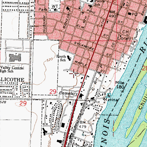 Topographic Map of Chillicothe Christian Church, IL