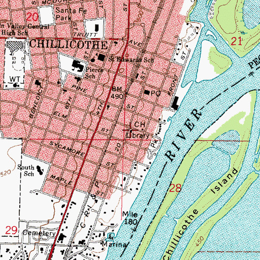 Topographic Map of Chillicothe Public Library, IL