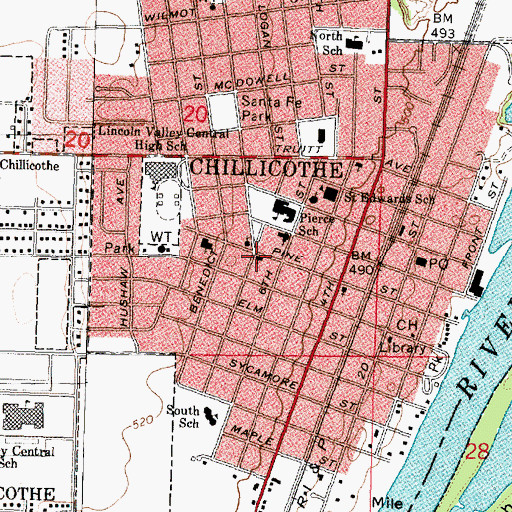 Topographic Map of First Baptist Church, IL