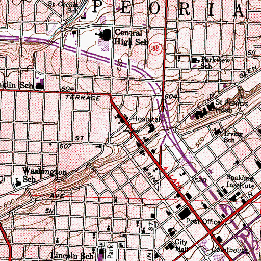 Topographic Map of First Presbyterian Church, IL