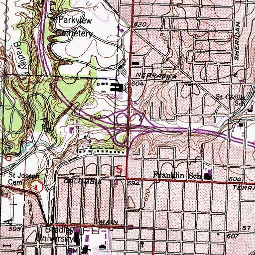 Topographic Map of Interchange 91, IL