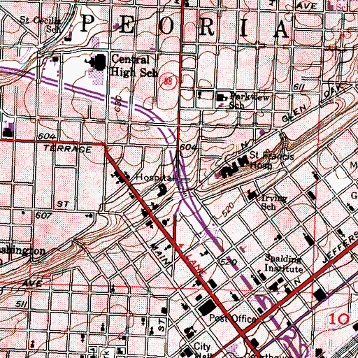 Topographic Map of Interchange 92, IL