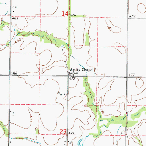 Topographic Map of Amity Cemetery, IL