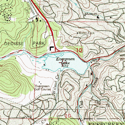 Topographic Map of Evergreen Lake, CO