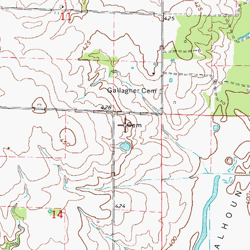 Topographic Map of Carson Cemetery, IL